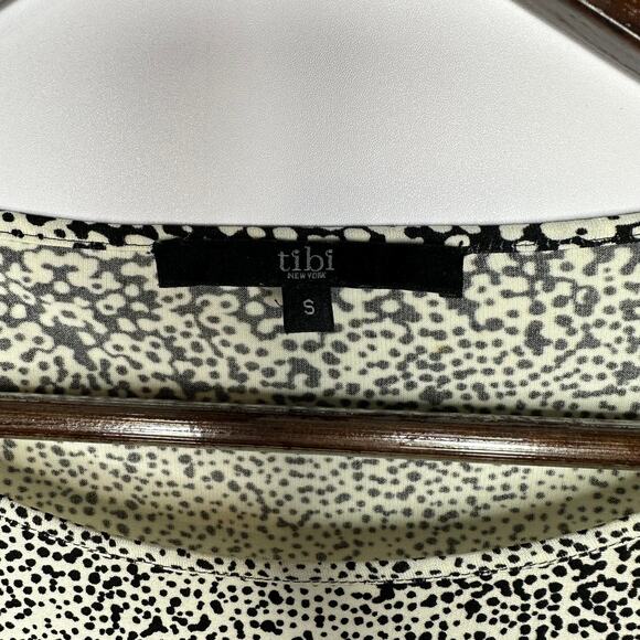 Tibi Ombre Splotched Polka Dot Shift Black White Small Semi Formal 3/4 Sleeve - Picture 4 of 6
